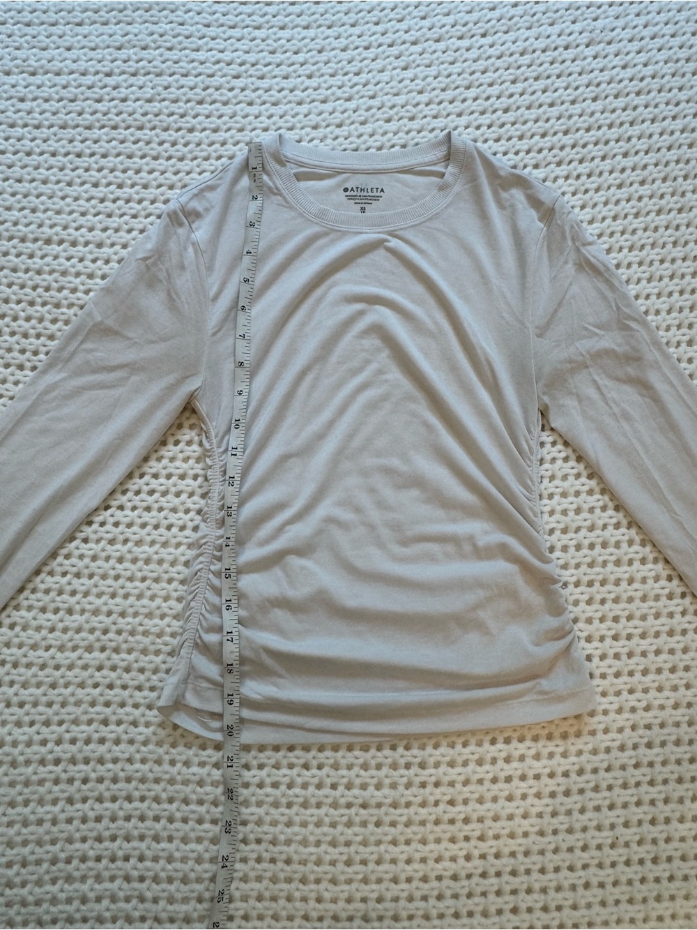 Athleta White Side-Ruched Long Sleeve Tee - Picture 5 of 6